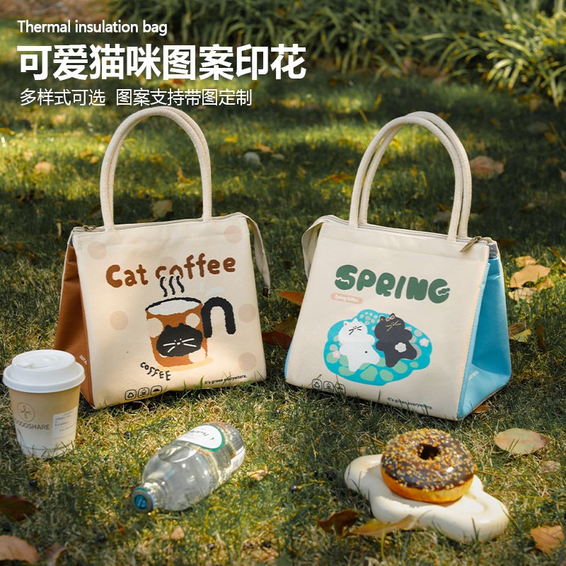 复古可爱饭盒袋手提便当包上班族学生带饭午餐便捷保温大容量防水