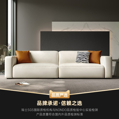 北欧布艺沙发组合客厅现代简约直排三四人位轻奢科技布豆腐块沙发