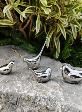 304纯不锈钢铸造小鸟户外草坪雕塑摆件 仿真花园绿地抽象小品艺术