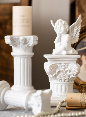 JK慕空间 欧式法式树脂石膏罗马柱摆件 白色台面装饰饰品拍摄道具