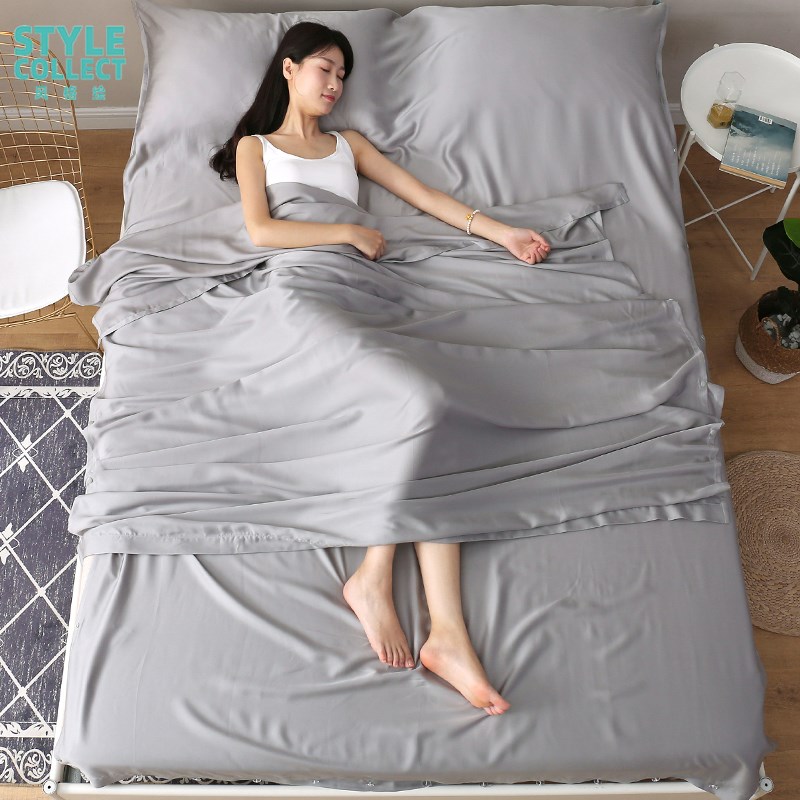 酒店隔脏睡袋床单可拆分60天丝贡缎出差便携旅游单人一体式定制款