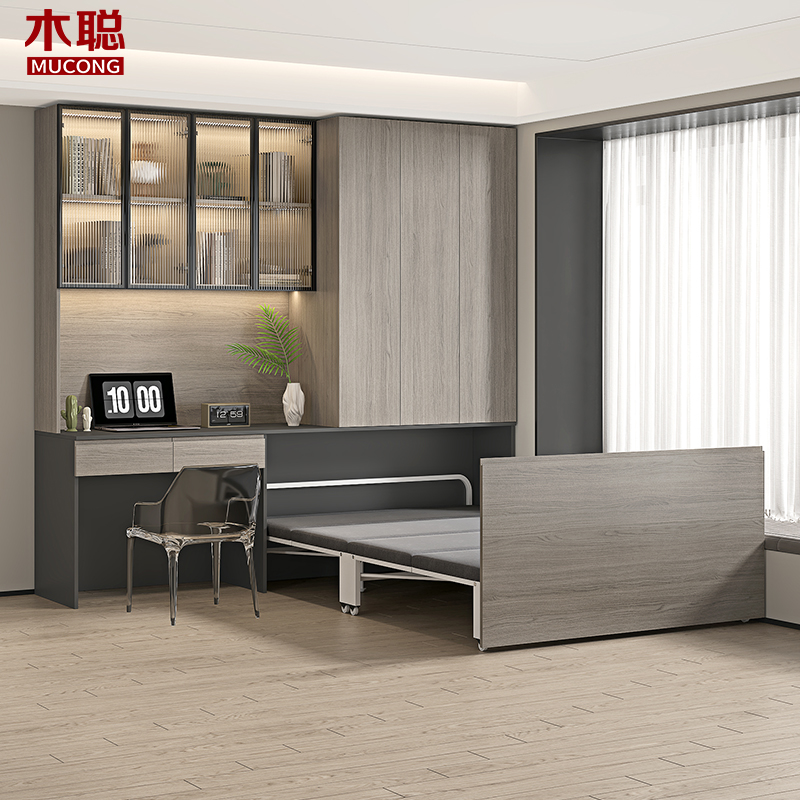 意式轻奢书桌柜衣柜隐形折叠床一体书房办公午休家用小户型4CH36