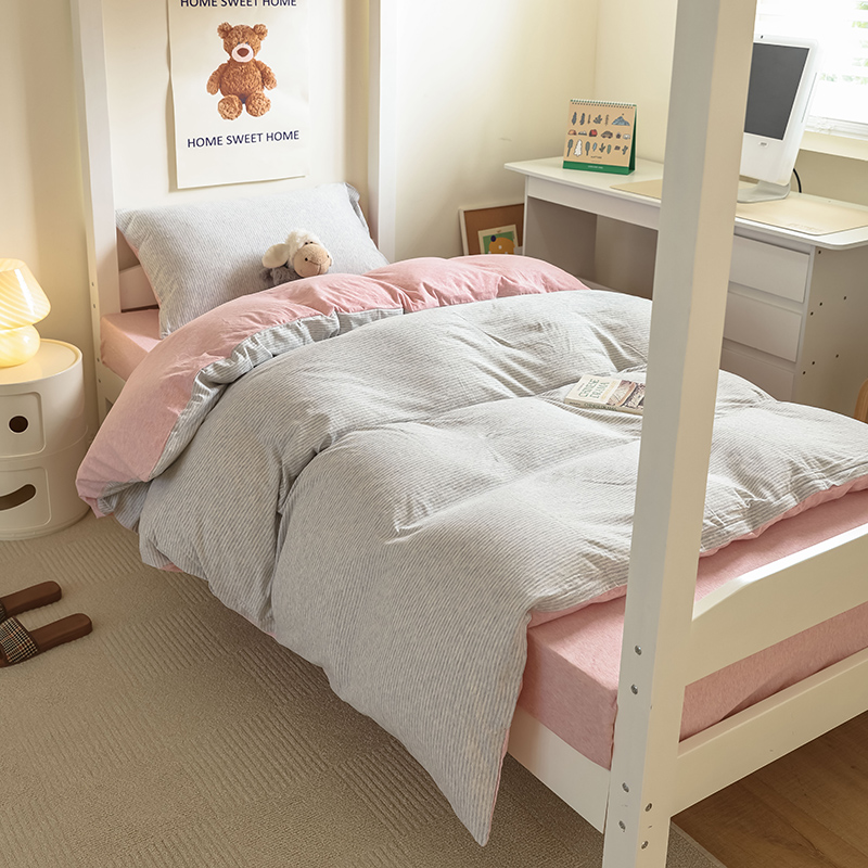 大学生宿舍全棉天竺棉被套床单人全纯棉三件式针织棉被套上下铺床