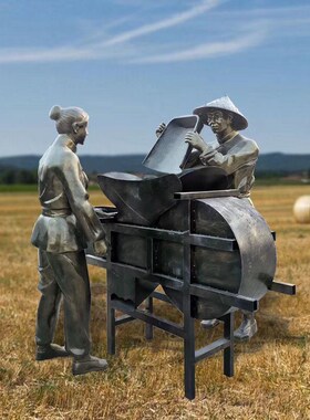 玻璃钢铸铜人物雕塑彷铜像农耕文化雕像户外园林装饰景观摆件定制