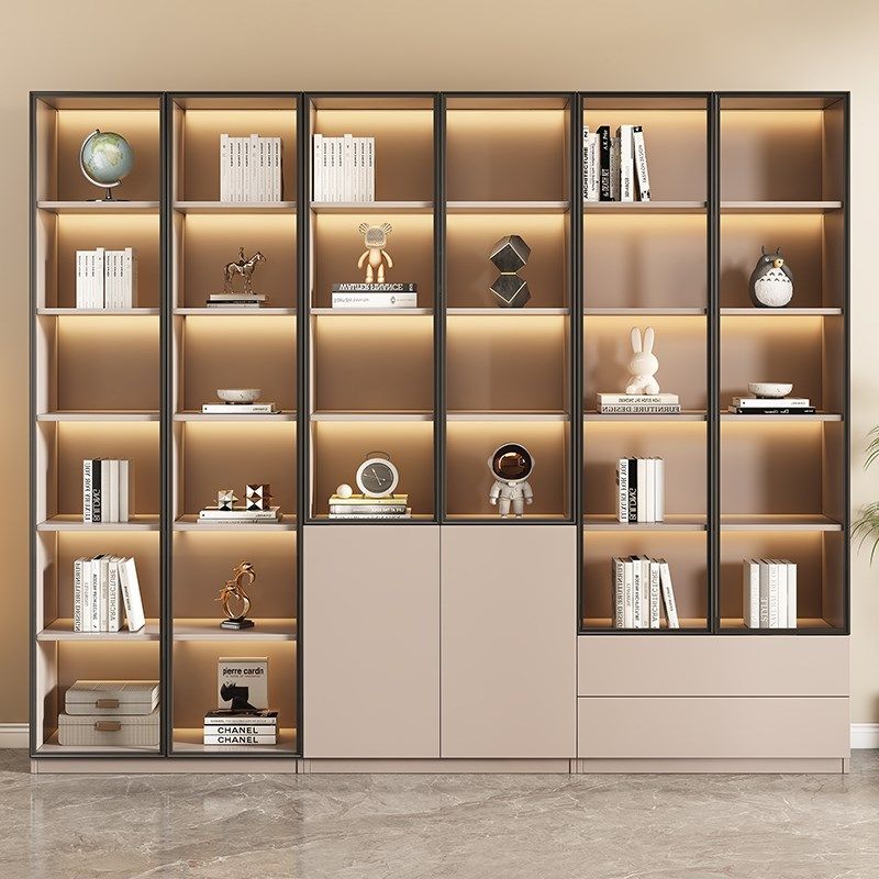 铝合金书柜客厅落地多层柜书房收纳柜轻奢玻璃门展示柜定制收纳柜,住宅家具,组合书柜,淘宝优惠券,粉丝福利购,淘宝优惠卷