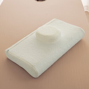 美容院专用枕头不凹陷不塌PU皮A防水防油按摩床洞枕曲线波浪成人