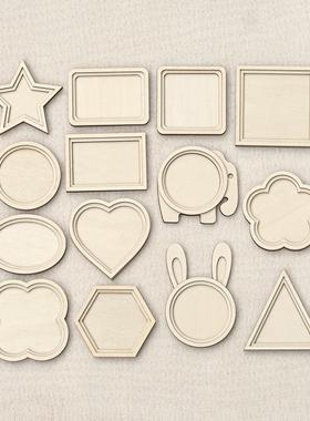 傣绣冰箱贴配件DIY圆形画框装裱刺绣字木片手工扎染冰箱贴配件