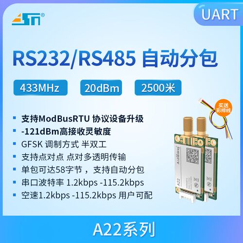 泽耀RS232/RS485接口433无线串口数传模块自动分包高灵敏度低功耗