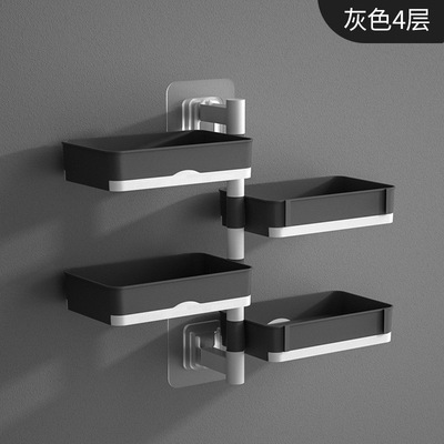 肥皂盒免打孔吸盘壁挂式创意双层沥水架旋转卫生间浴室香皂置物架