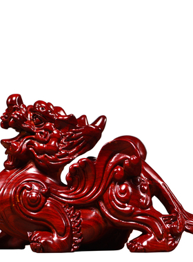 红花梨木雕貔貅一对摆件新中式实木皮丘家居客厅办公装饰工艺礼品