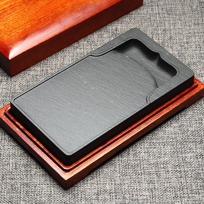 精品手工雕刻正宗安徽歙砚老坑莲花素研墨砚台文房四宝原石可磨墨