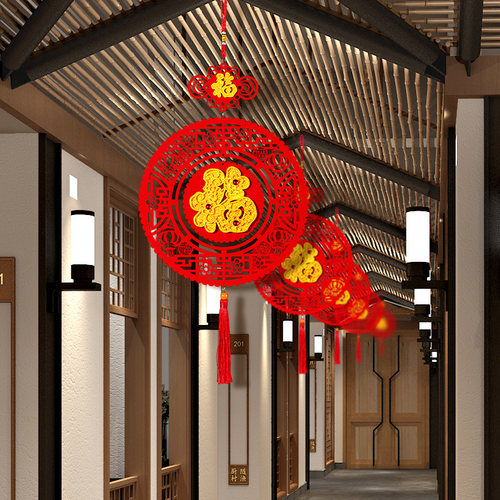 牛年春节中国结挂件新年室内客厅布置过年装饰大号立体福字门挂饰