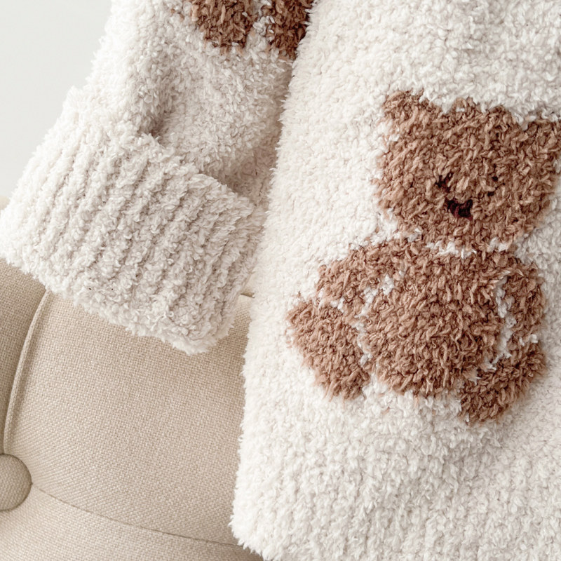 软绵绵儿童睡衣开衫套装男童女童亲子珊瑚绒家居服秋冬法兰绒套头