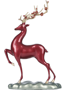 铜欣祥 《鸿禄》彩铜梅花鹿摆件家居装饰品客厅玄关办公室工艺品