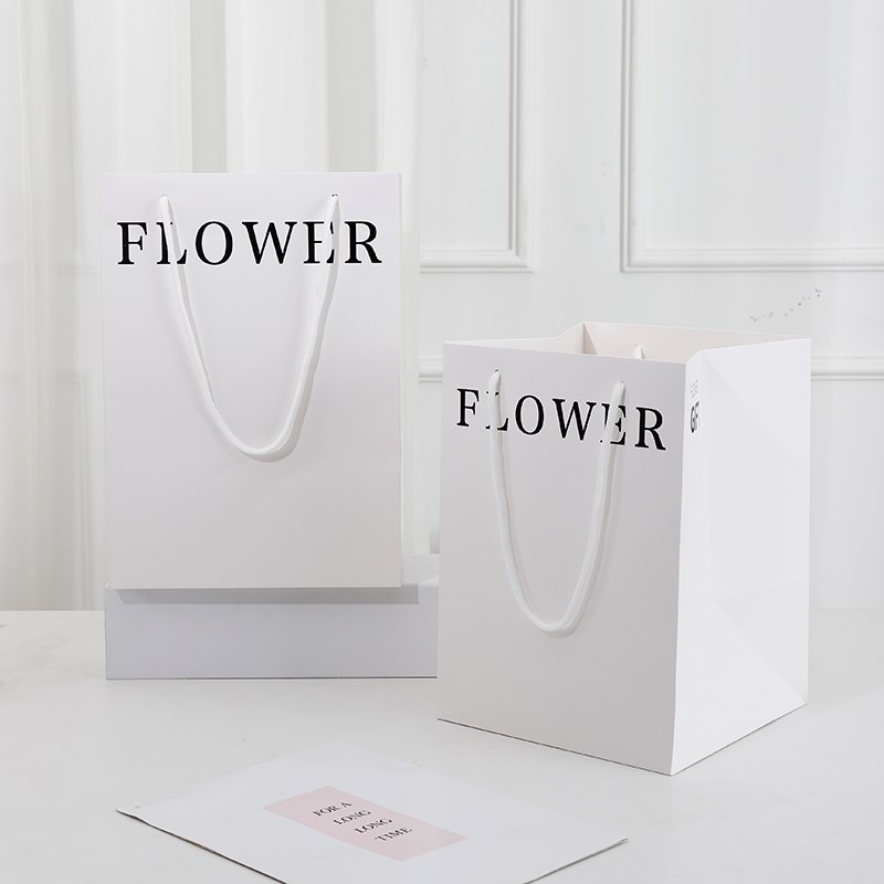 正方形鲜花包装手提袋网红gift文字礼物生日礼品花束伴手礼手拎袋