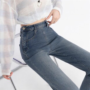 不显三角裆不鼓包侧拉链女生直筒裤加绒加厚秋冬窄版阔腿百搭高腰