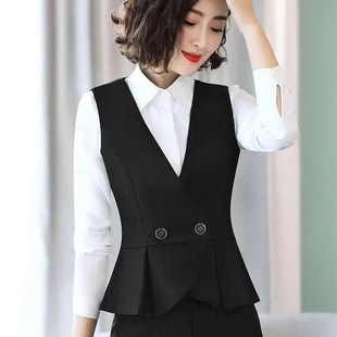 马甲外套职业新款 黑色西装 气质时尚 春秋背心工作服工装 女 马甲女款