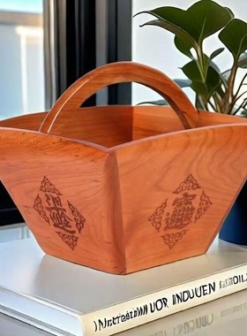 桃木斗实木仿古斗摆件老式米斗升子工艺品结婚装居家装饰开业礼物