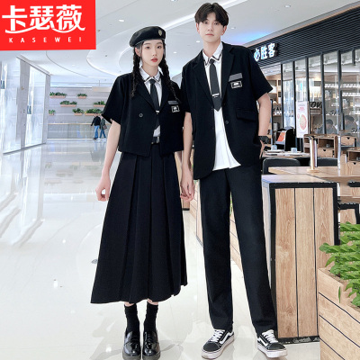 情侣装夏季衬衫裙子套装高中生高三毕业照学院风初中生成人礼班服