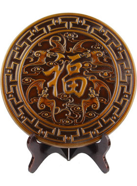 朴器 铜实心圆盘摆件大展宏图款双龙赐福款五福临门款鸳鸯款招款
