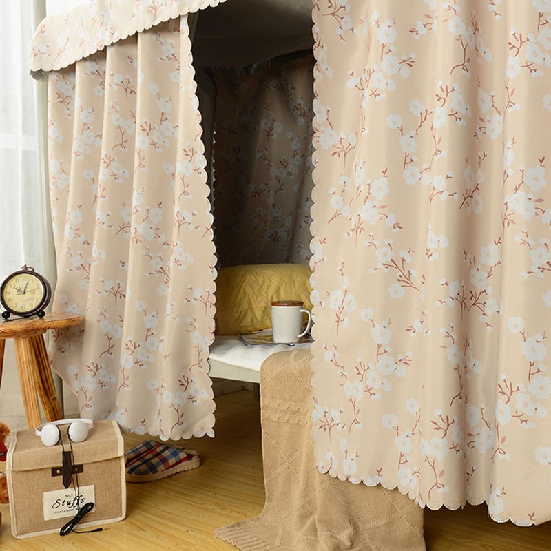 大学生寝室上下铺床帘环保物理遮光布韩式田园公主风宿舍蚊帐床幔