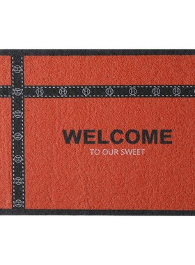 轻奢丝圈进门地垫美式入户门口地毯橙色门垫室内户外脚垫定制定做