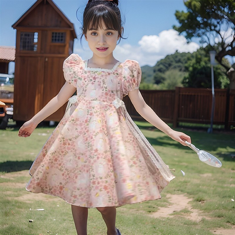 女童连衣裙高级感夏装2024新款女孩夏季裙子洋气公主裙超好看长裙
