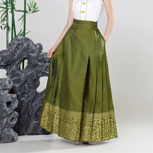 福鹿记[杂宝璎珞马面裙]织金纱官红鹦鹉绿粉紫奶白雪青汉服带口袋