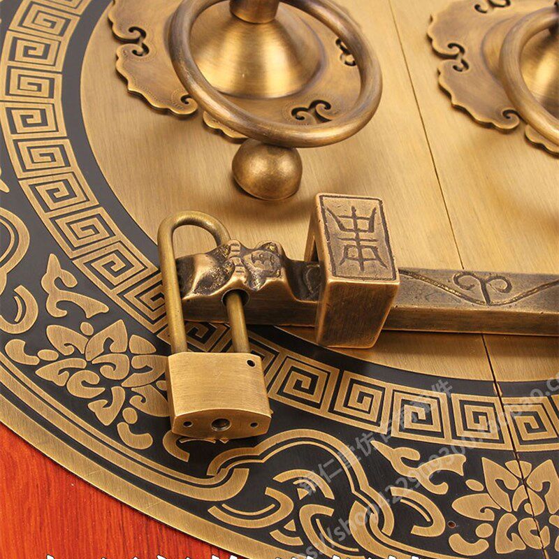 纯铜仿古大门拉手中式古典门环把手复古圆形拉环老式门栓插销配件