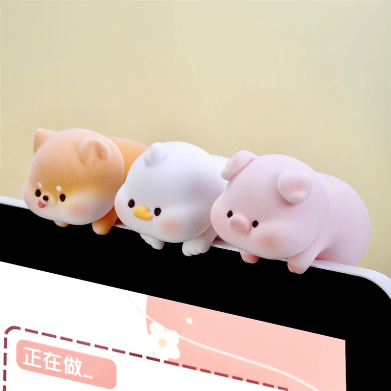可爱电脑趴趴摆件显示器屏幕装饰汽车载中控台内饰品治愈系小玩意