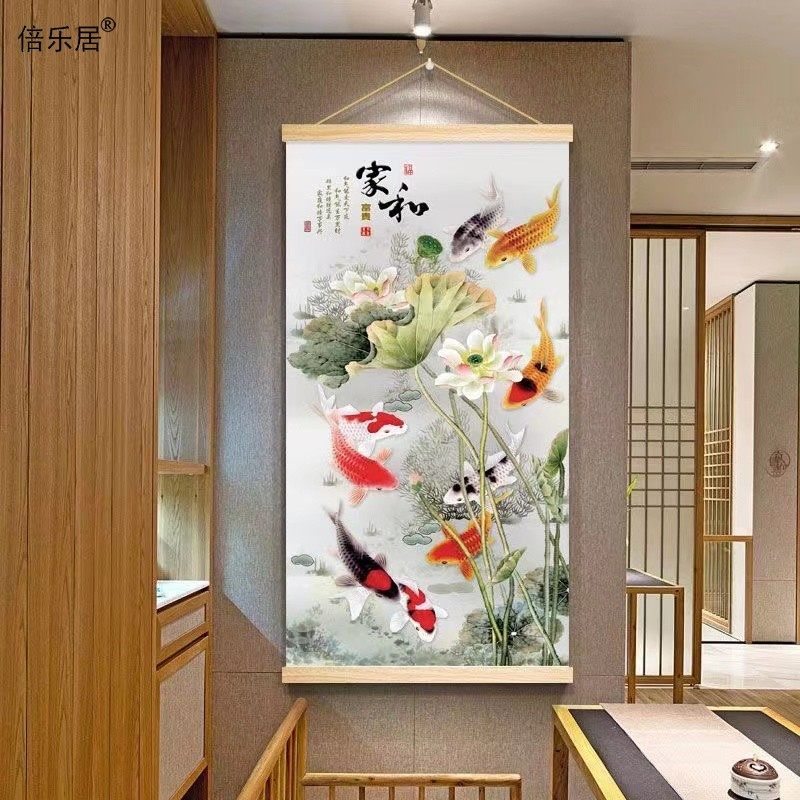 新中式玄关山水画迎客松竖版旭日东昇走廊过道装饰画墙壁挂画国画,家居饰品,国画,淘宝优惠券,粉丝福利购,淘宝优惠卷