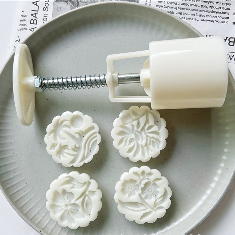 2022新品月饼模具夏日海滩50克 手压立体广式冰皮桃山绿豆糕制作