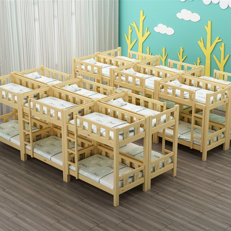 幼儿园床午休床托管班小学生午睡床实木儿童床高低床上下铺双层床