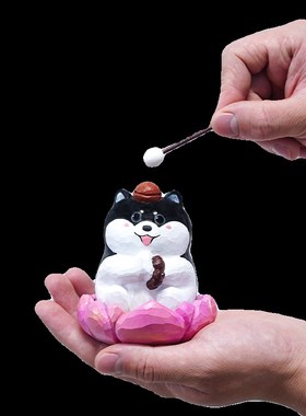 柴犬摆件佛系木鱼好运莲莲桌面车载木雕香薰招财上岸生日礼物圣诞