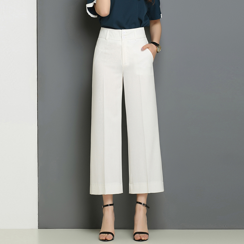 轻薄垂顺不打皱春夏九分裤线阔腿裤显瘦显高小个子女裤宽腿裤西裤