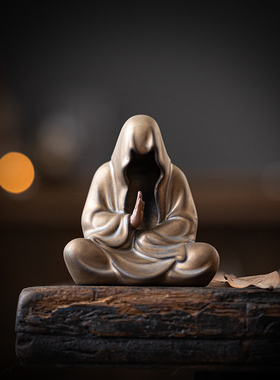 中式禅意陶瓷人物工艺礼品摆饰无相茶宠摆件茶室茶桌面装饰品造景