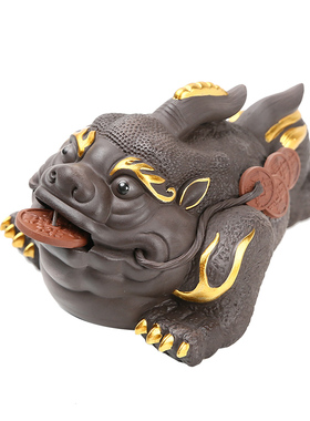 招财紫砂金蟾家居装饰品摆件客厅办公室茶室桌面蟾蜍茶宠精品可养