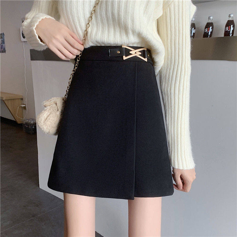 毛呢半身裙女春秋季大码胖mm高腰A字裙百搭遮跨包臀短裙显瘦裙子,女装/女士精品,半身裙,淘宝优惠券,粉丝福利购,淘宝优惠卷