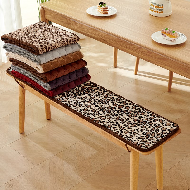 毛绒加厚长凳坐垫防滑实木餐椅长条垫冬季保暖茶椅子长凳子软坐垫