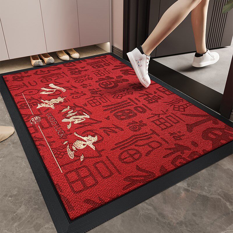 入户门地垫红色喜庆高端别墅大门口进门脚垫耐脏免洗豪宅加厚地毯