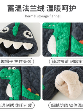 新款男童冬季儿童睡衣珊瑚绒三层夹棉加绒加厚保暖居家服法兰绒冬