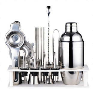 新款304不锈钢调酒器套装鸡尾酒摇酒壶酒吧ktv雪克壶榨汁器搅拌棒