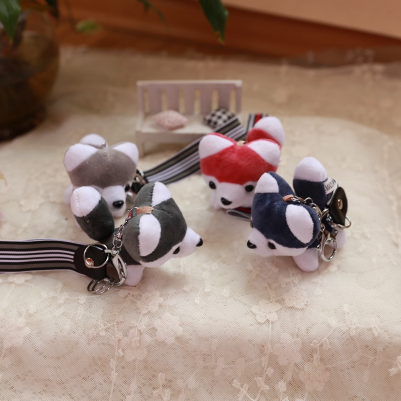 哈士奇狗钥匙扣书包包挂件毛绒哈士奇小狗玩偶汽车挂件情侣饰品女