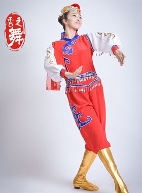蒙古服装女打鼓服成人筷子舞表演中国风少数民族加大蓝色红色春季