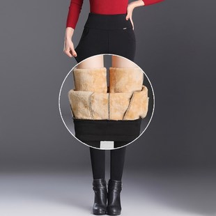 2024春秋季外穿打底裤女长裤大码高腰中年妈妈加绒裤子紧身小脚裤