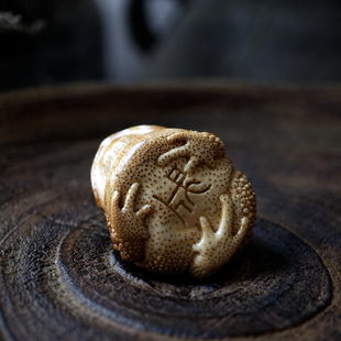 刘成纯手工迷你小金蟾竹根雕刻手把件名家老料小挂饰文玩茶宠摆件