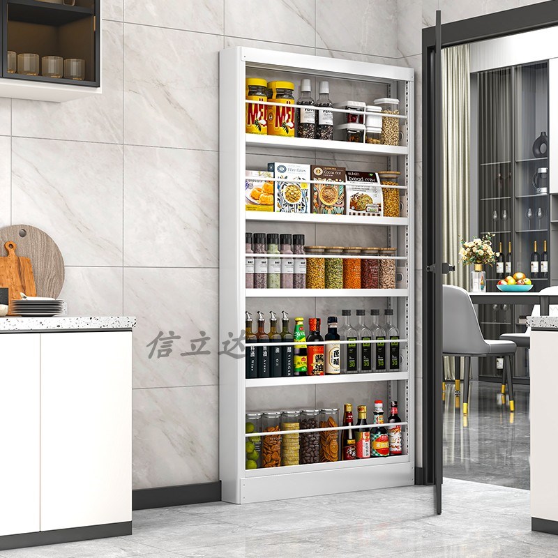 厨房门后窄置物架书架缝隙收纳架家用落地超薄绘本钢制展示储物柜