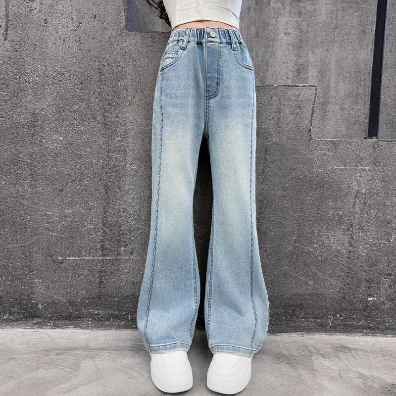 女童牛仔裤春秋款2025新款儿童洋气时髦春季喇叭裤中大童微喇裤子
