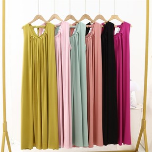 绵绸连衣裙夏季 纯色睡衣家居服人造棉显瘦外穿背心裙子 女宽松大码