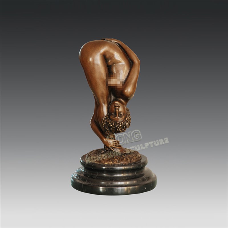 铜雕塑练操少女EP811欧式人物工艺饰品酒店客厅书房家居桌面摆件